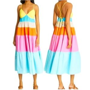 STAUD Colorful Striped Maxi Dress